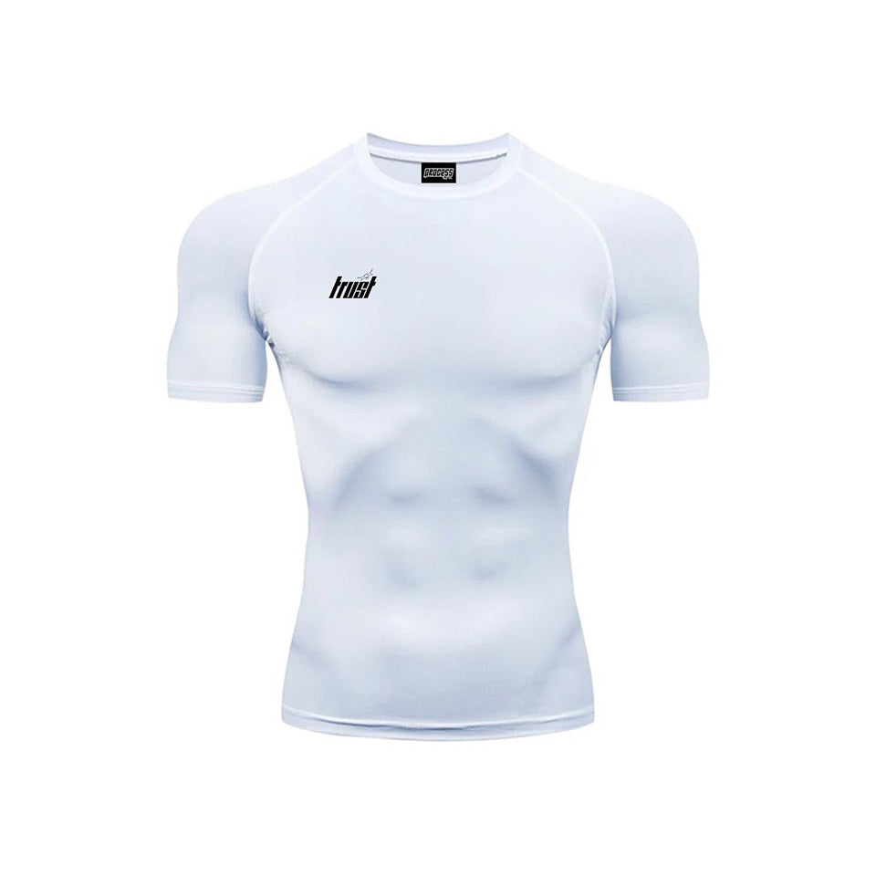 TRUST COMPRESSION TEE | WHITE & BLACK