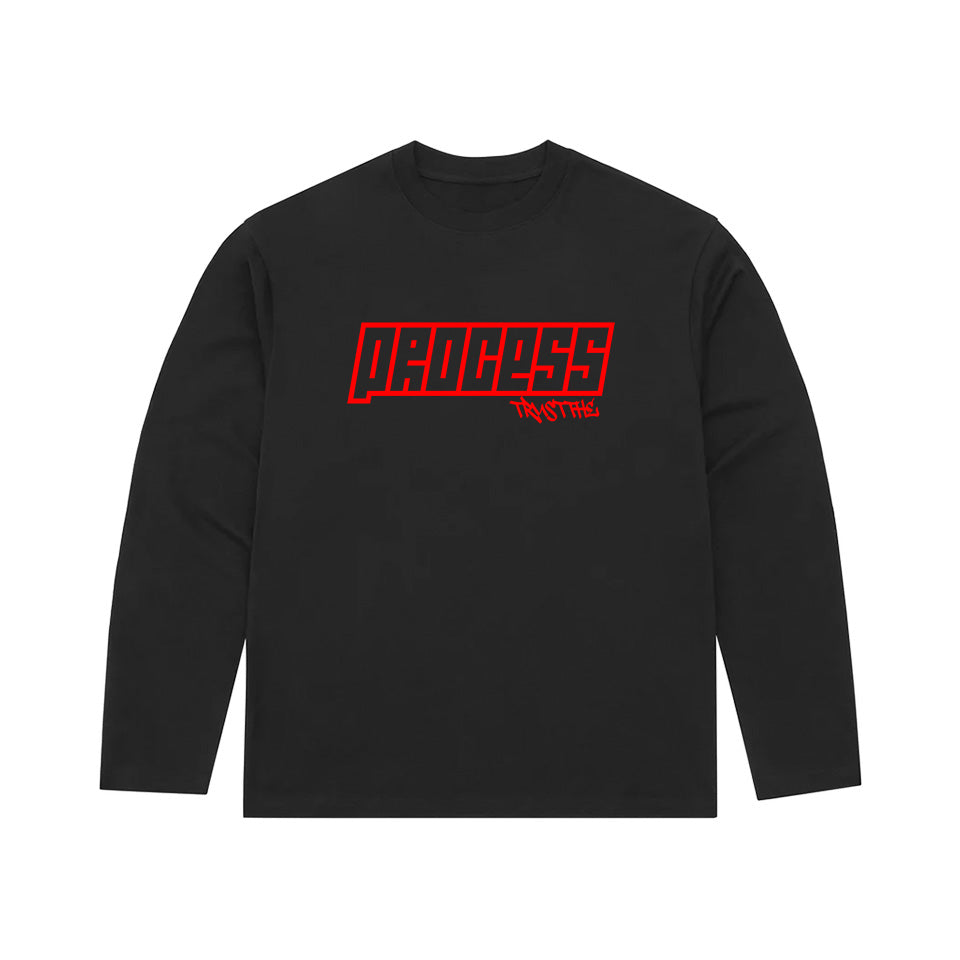 LONG SLEEVE PROCESS TEE | BLACK & RED