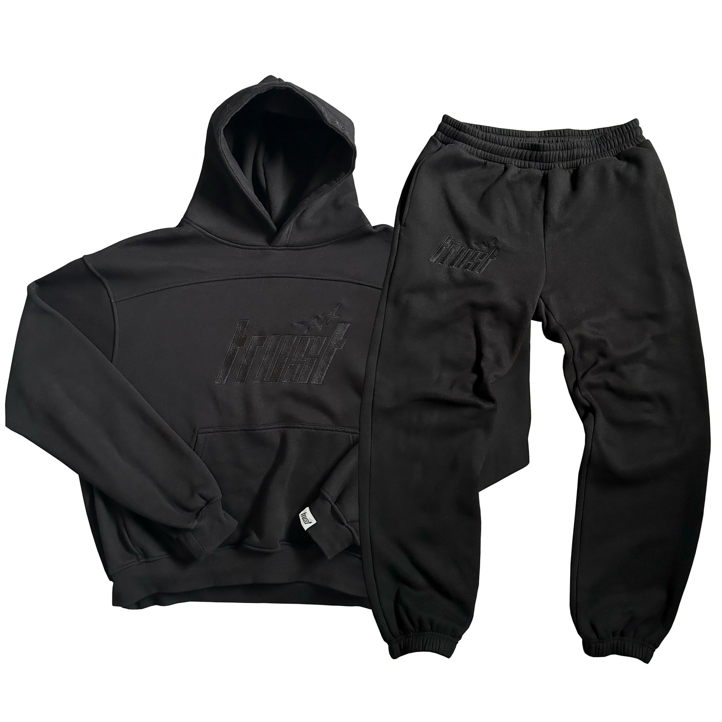 EMBROIDERED HEAVYWEIGHT TRUST TRACKSUIT | BLACK & BLACK