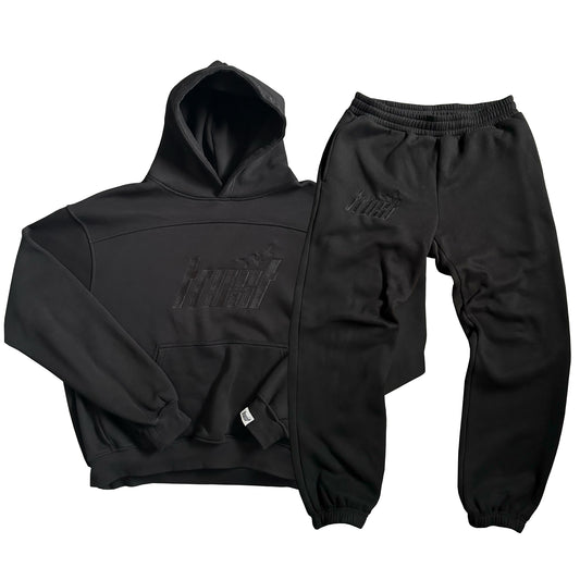 EMBROIDERED HEAVYWEIGHT TRUST TRACKSUIT | BLACK & BLACK