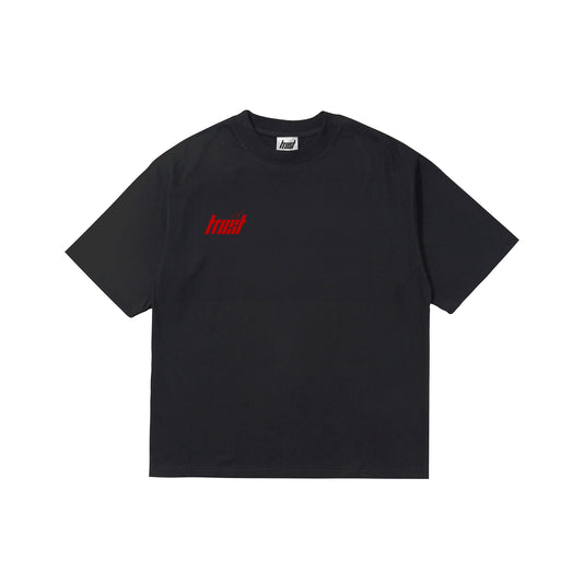 TRUST SMALL LOGO TEES | BLACK & RED