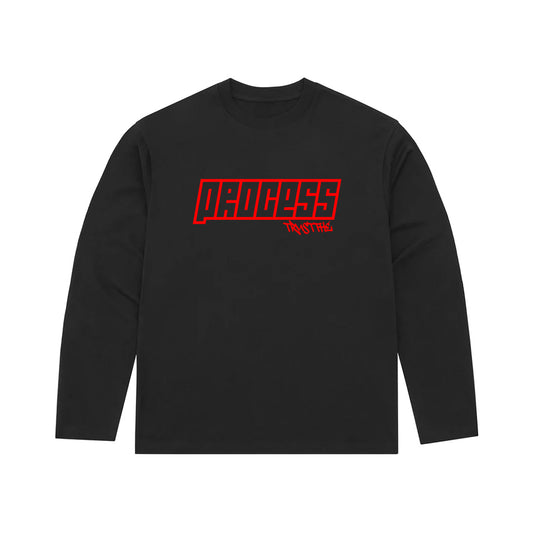 LONG SLEEVE PROCESS TEE | BLACK & RED